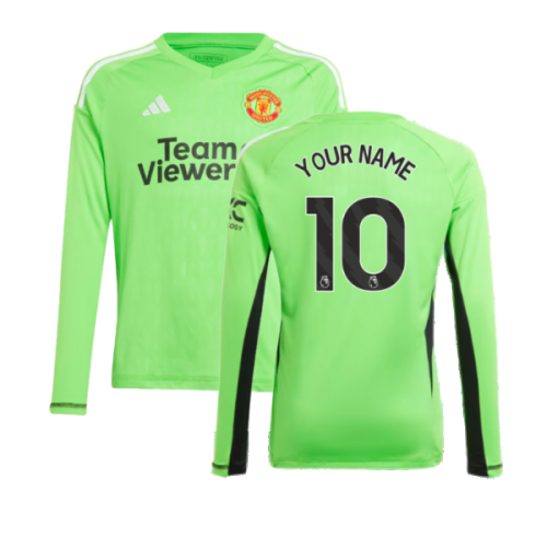 2023-2024 Man Utd Home Goalkeeper Shirt (Solar Green) - Kids (Your Name)