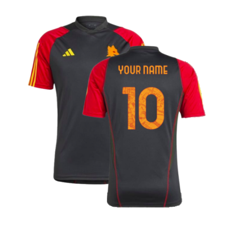 2023-2024 AS Roma Training Shirt (Black) (Your Name)