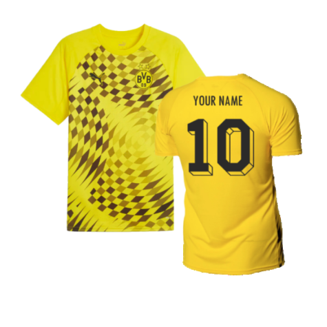 2023-2024 Borussia Dortmund Pre-Match Shirt (Cyber Yellow) (Your Name)