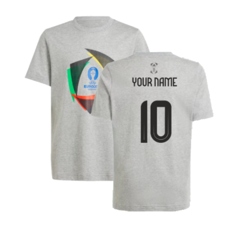 adidas Euro 2024 Official Emblem Ball T-Shirt (Grey) - Kids (Your Name)