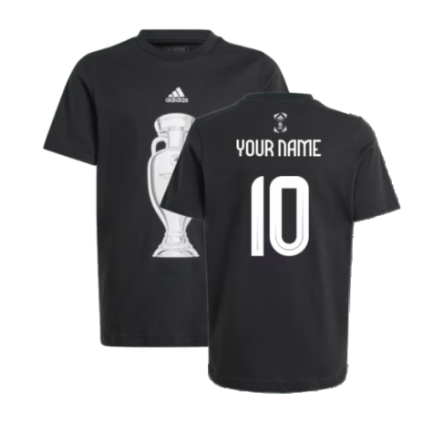 adidas Euro 2024 Official Emblem Trophy T-Shirt (Black) - Kids (Your Name)