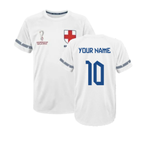 2022 England Official World Cup Poly Tee (White) (Your Name)