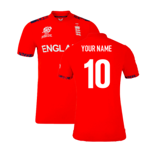 2024 England Cricket T20 Replica S/S T-Shirt - World Cup (Red) (Ladies)