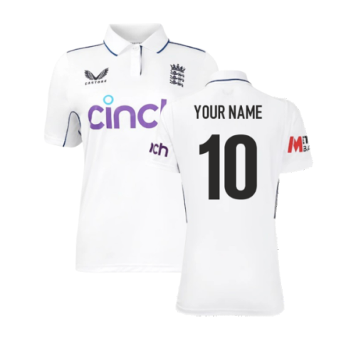 2024 England Cricket Test Replica S/S T-Shirt (Ladies) (Your Name)