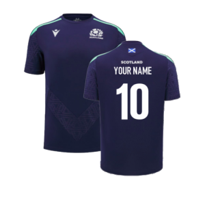 2024-2025 Scotland Rugby Training Poly Shirt (Navy) - Kids (Your Name)