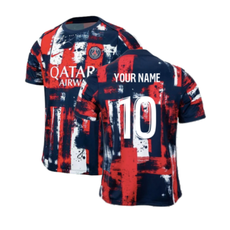 2024-2025 PSG Dri-FIT Pre-Match Shirt (Navy) (Your Name)