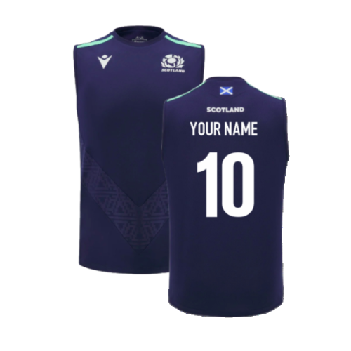 2024-2025 Scotland Rugby Training Vest (Navy) - Kids (Your Name)