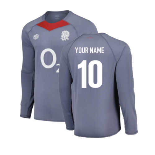 2024-2025 England Rugby LS Relaxed Training Jersey O2 (Grey) (Your Name)