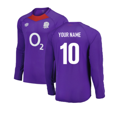 2024-2025 England Rugby Relaxed LS Training Jersey O2 (Violet) (Your Name)