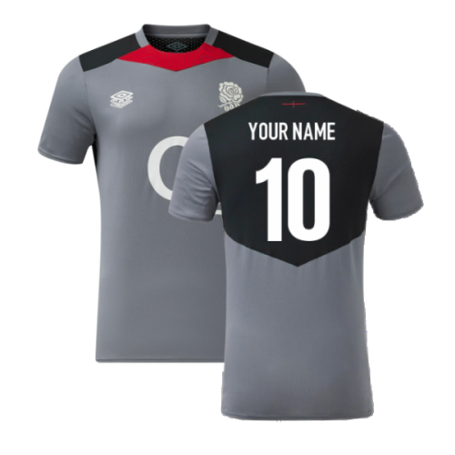 2024-2025 England Rugby Gym Tee O2 (Grey) (Your Name)