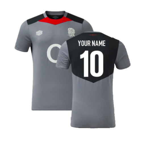 2024-2025 England Rugby Gym Tee (Grey) - Kids (Your Name)