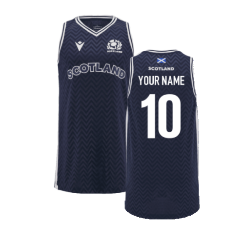 2024-2025 Scotland Rugby Basketball Singlet (Navy) - Kids (Your Name)