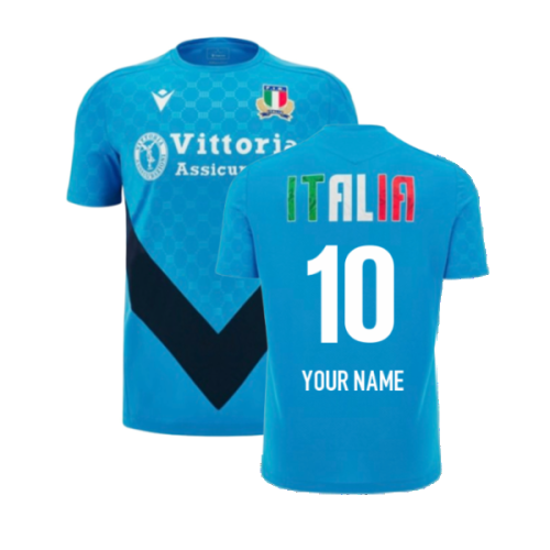 2024-2025 Italy Rugby Training Shirt (Blue) (Your Name)