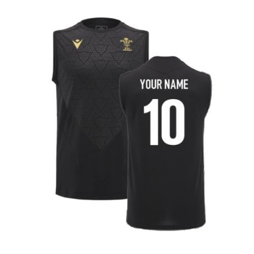 2024-2025 Wales Rugby Sleeveless Training Shirt (Black) (Your Name)