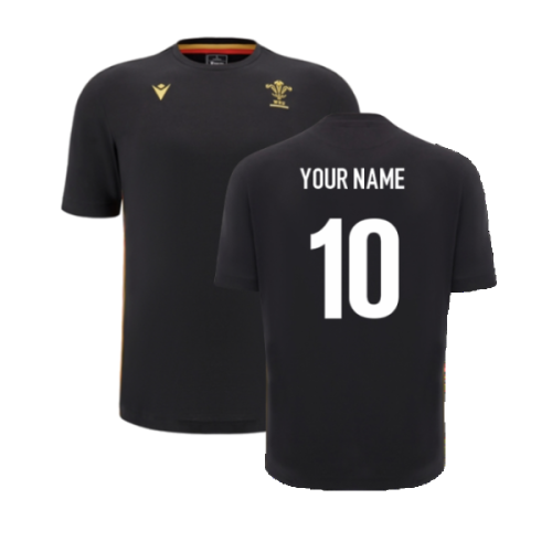 2024-2025 Wales Rugby Travel Cotton T-Shirt (Black) (Your Name)