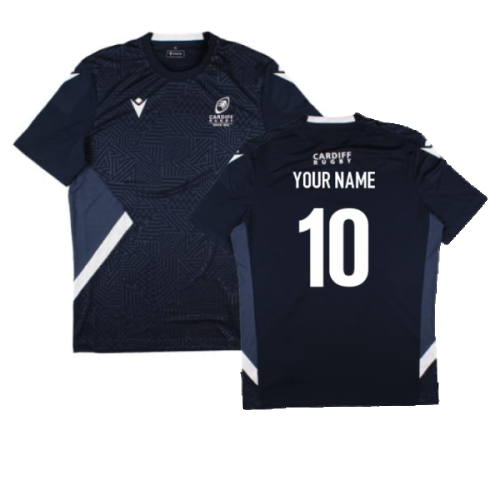 2024-2025 Cardiff Rugby Poly Training Shirt (Navy) (Your Name)