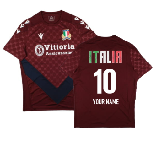 2024-2025 Italy Rugby Training Shirt (Cardinal Red) (Your Name)