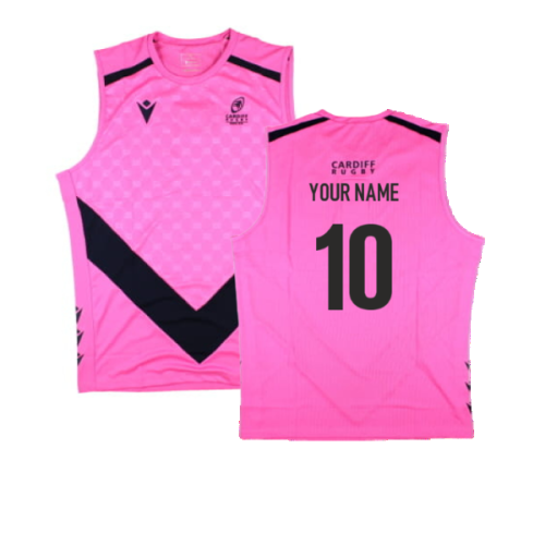 2024-2025 Cardiff Blues Rugby Sleeveless Training Shirt (Pink) (Your Name)