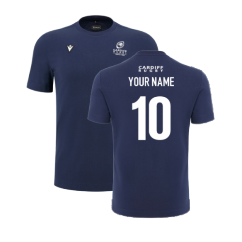 2024-2025 Cardiff Blues Rugby Cotton T-Shirt (Navy) (Your Name)