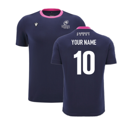 2024-2025 Cardiff Blues Rugby Ath Cotton Tee (Navy) (Your Name)