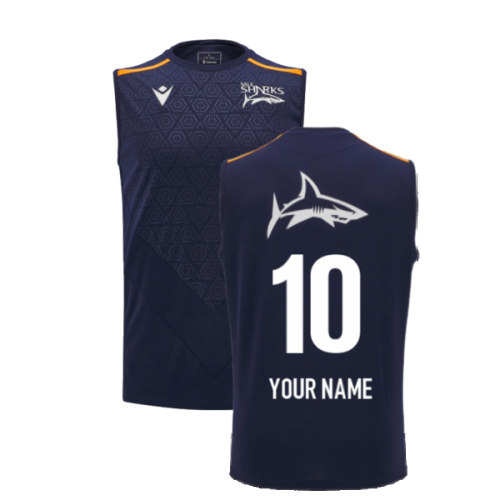 2024-2025 Sale Sharks Sleeveless Training Vest (Navy) (Your Name)