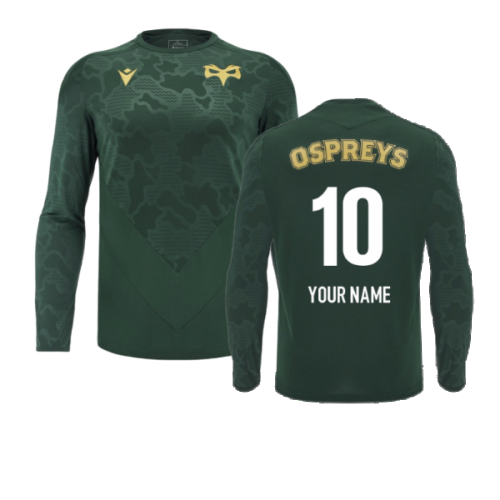 2024-2025 Ospreys Rugby LS Poly Training Shirt (Green) (Your Name)