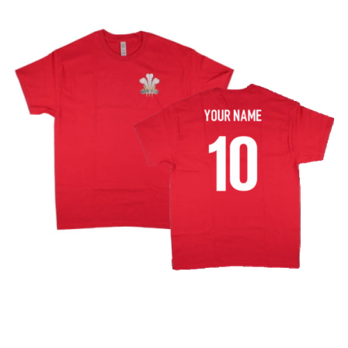 Wales Rugby Classic Printed T-Shirt (Red) (Your Name)