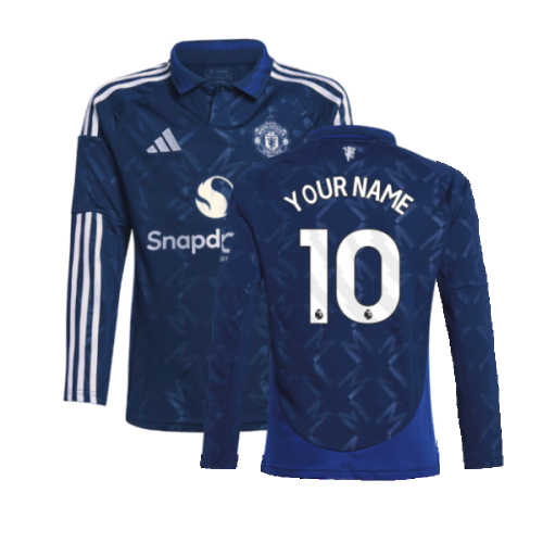 2024-2025 Man Utd Long Sleeve Away Shirt (Kids) (Your Name)