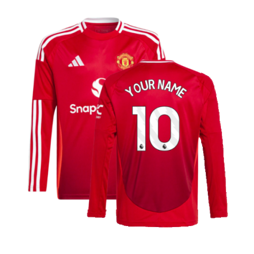 2024-2025 Man Utd Long Sleeve Home Shirt (Kids) (Your Name)