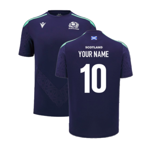 2024-2025 Scotland Rugby Training Poly Shirt (Navy) - Kids (Your Name)