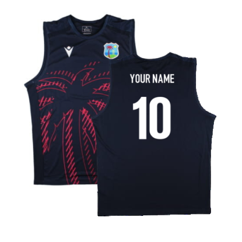 2025 West Indies Cricket Sleeveless Training Jersey (Navy) (Your Name)