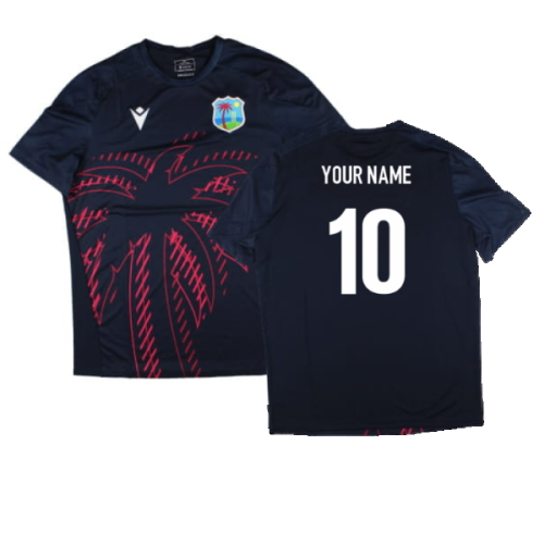 2025 West Indies Cricket Player Training Shirt (Navy) (Your Name)