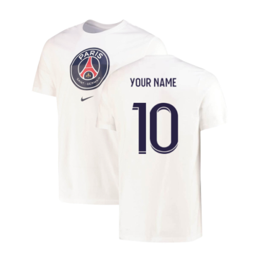 2022-2023 PSG Crest Tee (White) (Your Name)