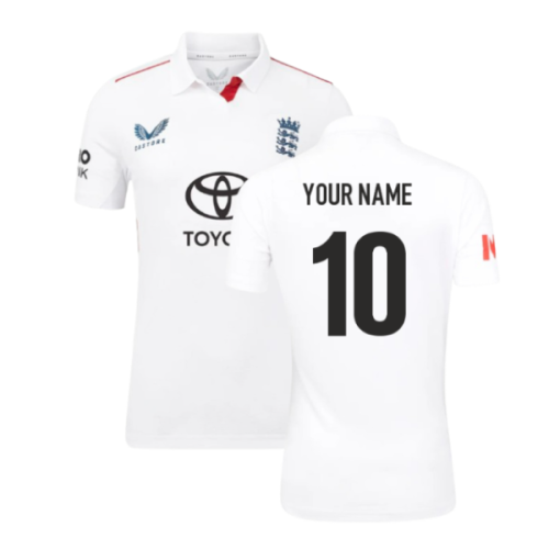 2025 England Cricket ECB Test Replica SS Shirt (White) - Womens (Your Name)