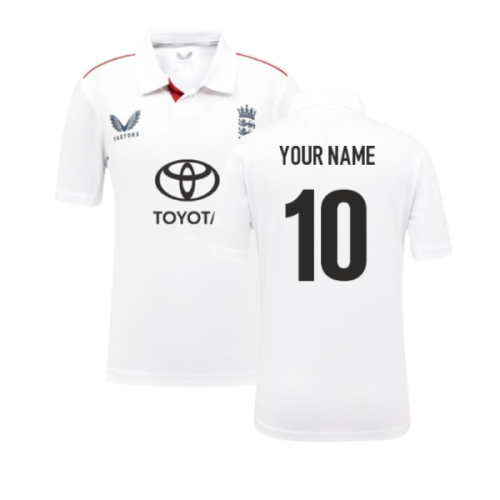 2025-2026 England Cricket ECB Test Replica SS Shirt (White) - Kids (Your Name)