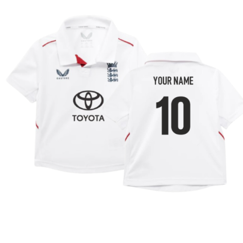 2025-2026 England Cricket ECB Test Replica SS Shirt (White) - Infant (Your Name)