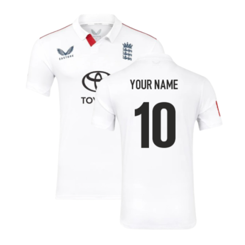 2026-2026 England Cricket ECB Test Replica SS Shirt - White (Your Name)
