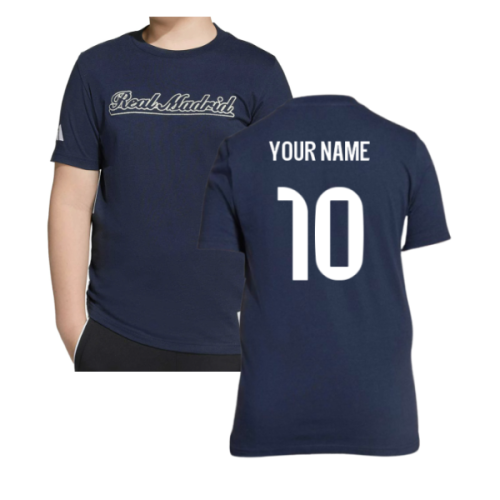 2025-2026 Real Madrid US Tee (Legend Ink) - Navy (Your Name)