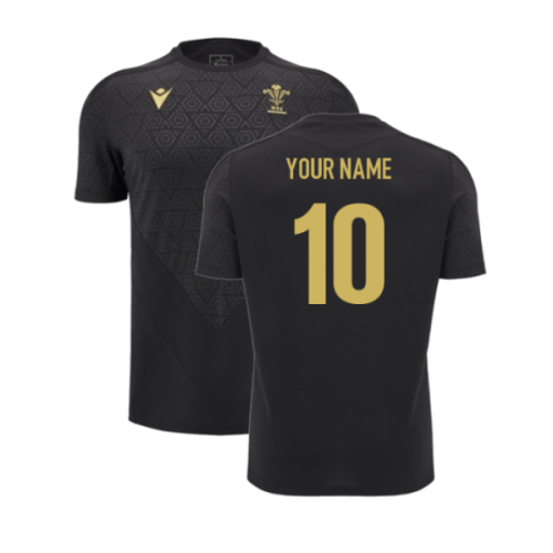 2024-2025 Wales Rugby Poly Training Shirt (Black) (Your Name)
