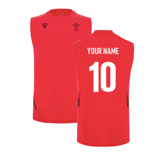 2025-2026 Wales Rugby Training Sleeveless Shirt (Red) (Your Name)