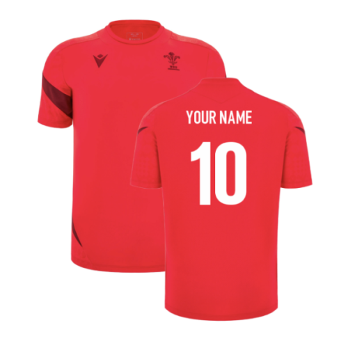 2025-2026 Wales WRU Player Training Shirt (Red) - Kids (Your Name)