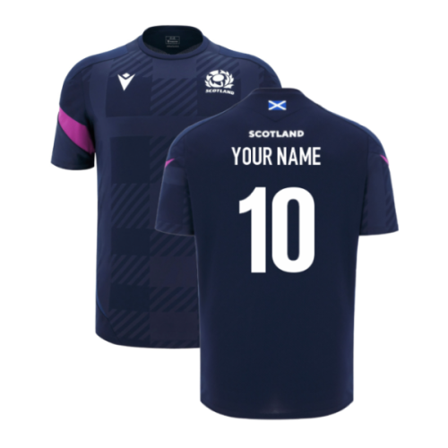 2025-2026 Scotland Rugby Training Poly Shirt (Navy) - Kids (Your Name)