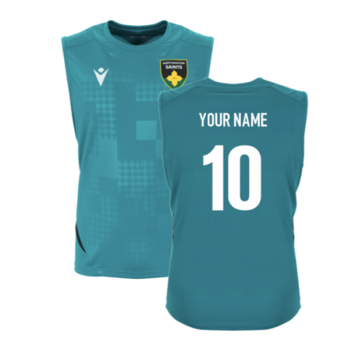 2025-2026 Northampton Saints Training Sleeveless Shirt (Green) (Your Name)