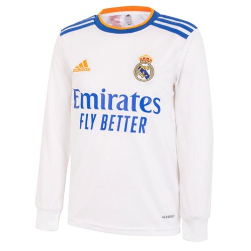 Real Madrid 2021-2022 Long Sleeve Home Shirt (Kids)