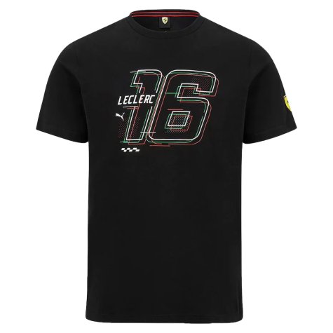 2022 Ferrari Fanwear Drivers Tee Charles Leclerc (Black)