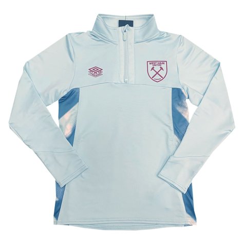 2022-2023 West Ham Quarter Zip Top (U) - Jnr - Blue Glow