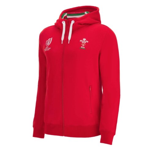 Wales RWC 2023 Full Zip Cotton Hooded Sweatshirt (Red)