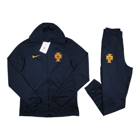 2022-2023 Portugal Dri-FIT Hooded Football Tracksuit (Navy) - Kids