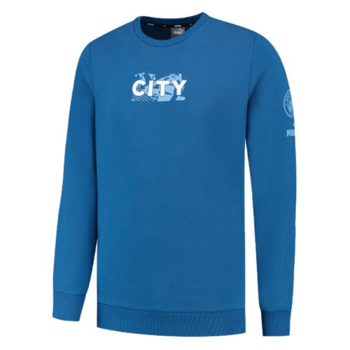 2023-2024 Man City FtblCore Graphic Crew Sweat (Lake Blue)