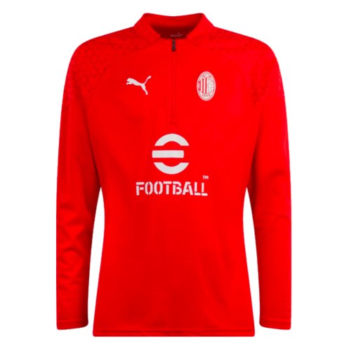 2023-2024 AC Milan Training Half Zip Top (Red)